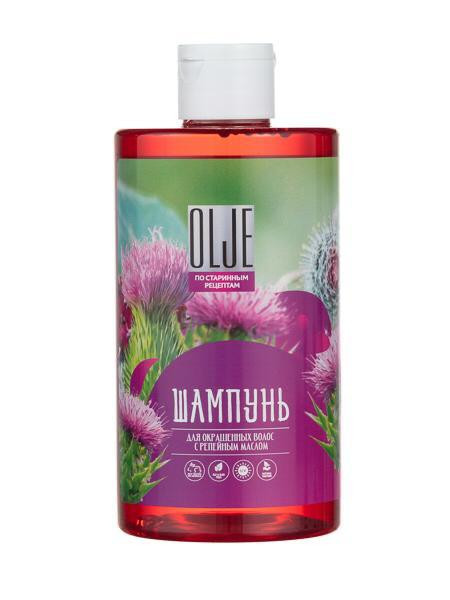 OLJE Натуральный шампунь для окрашенных волос с репейным маслом для поврежденных волос 450 мл в Магнитогорске