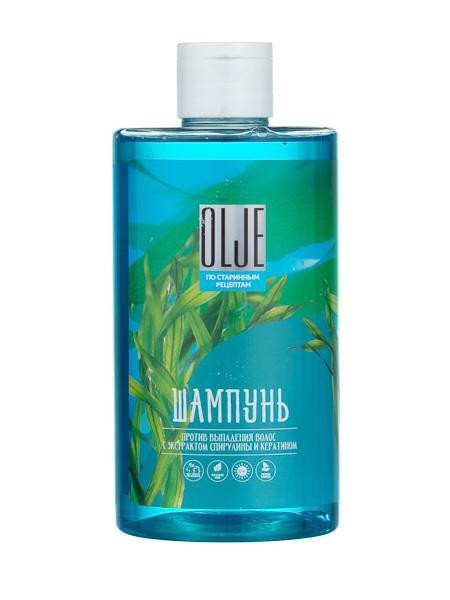 OLJE Натуральный шампунь против выпадения волос с экстрактом концентрата спирулины и кератина 450 мл в Магнитогорске